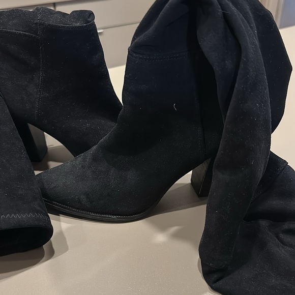 Over the Knee Suede Black Boot - Picture 2 of 3